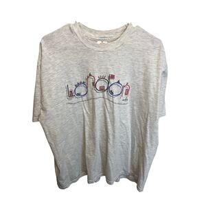 90's Vintage Hanes London England Grey Graphic Tee Casual Retro Tourist Style XL